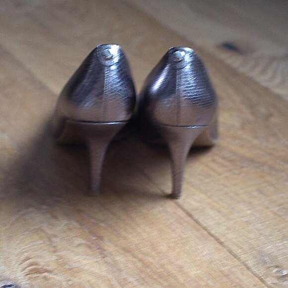 Michael Kors | Leather Pewter 'Snakeskin' Stilletto Pumps - Picture 7 of 10